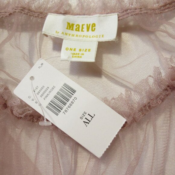 NWT Anthropologie Maeve Glamorous Tulle Maxi in Dusty Rose Pink Sheer Dress O/S - Picture 7 of 9